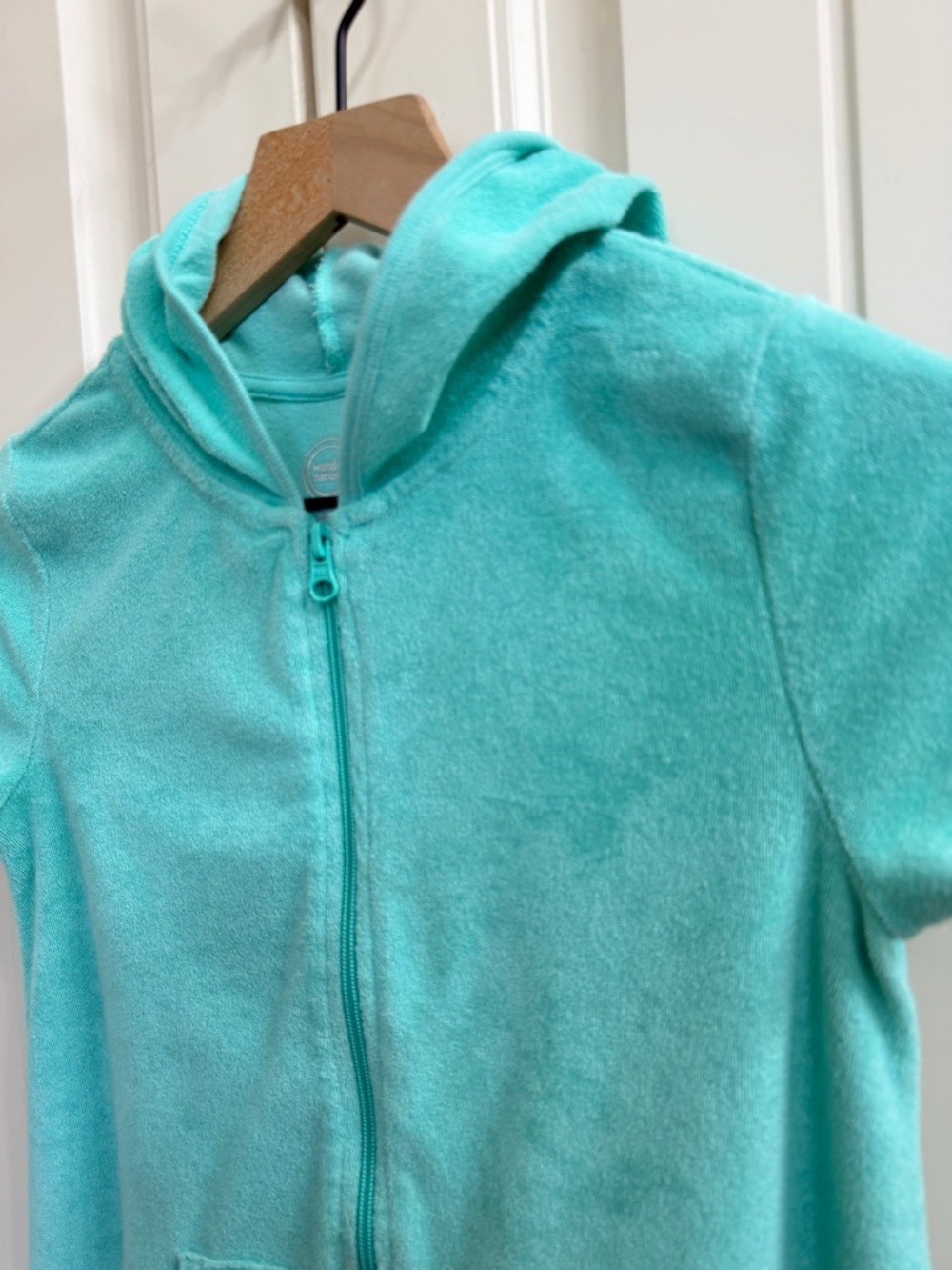 Wonder Nation Girls Terry Swim Cover Up in Turquoise, Size L (10/12) - Picture 3 of 8